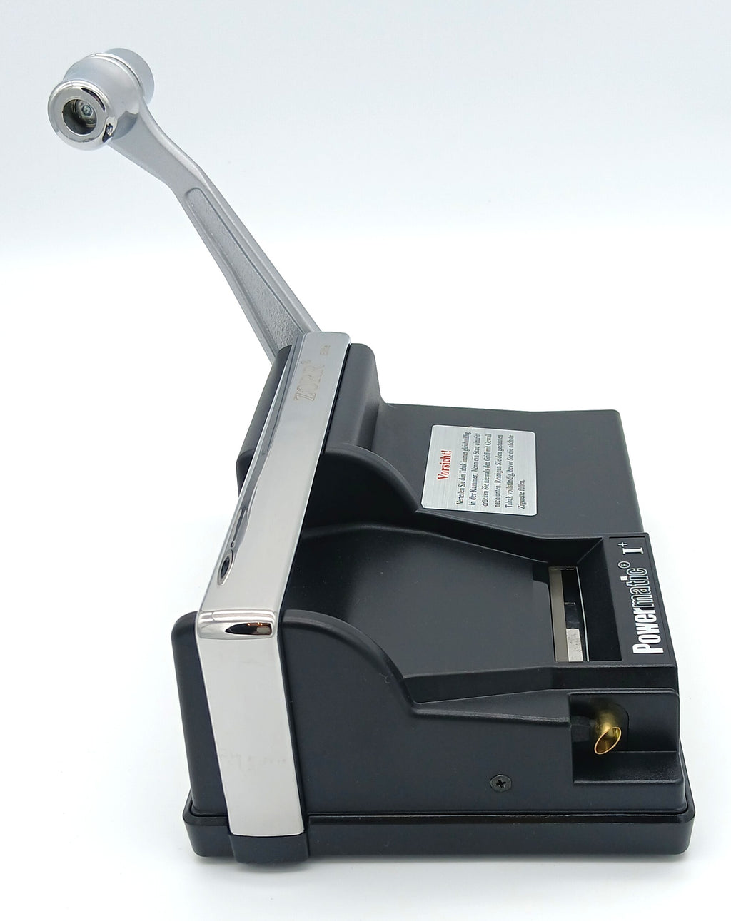 ZORR Powermatic I+ Elite Stopfmaschine in Seitenansicht mit angehobenem Griff