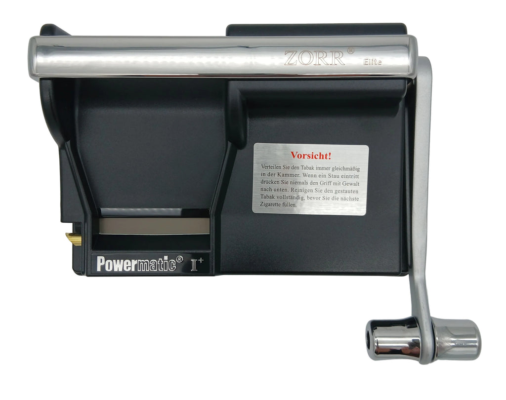 ZORR Powermatic I+ Elite manuelle Zigarettenstopfmaschine in Draufsicht mit Griff